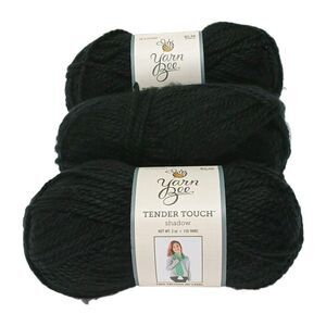 Yarn Bee Tender Touch 100% Acrylic Black Lot of 3, Each 135 yds & 3 oz. NEW